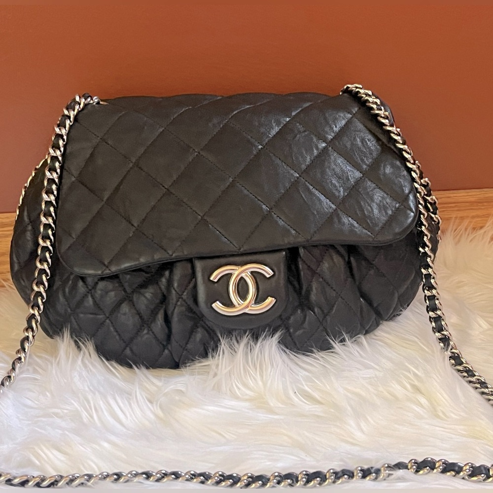 Chanel Washed Lambskin Quilted Large Chain Around Messenger Bag